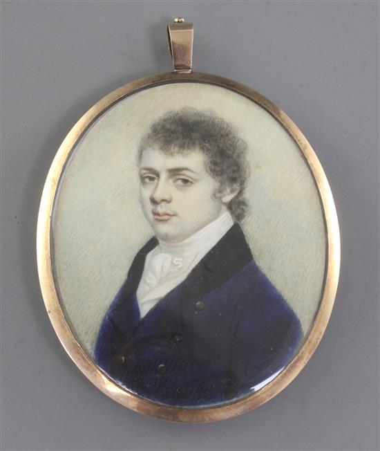 Early 19th century English School Double miniature of a mother and son 2.75 x 2.25in.